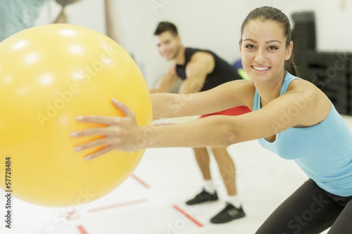 Young woman training in the...
