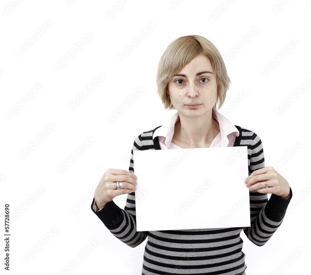 Woman holding a paper