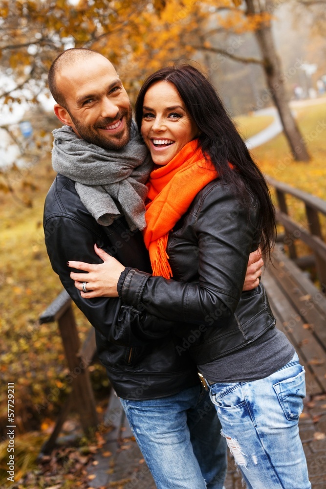 Happy middle-aged couple outdoors Happy middle-aged couple outdoors