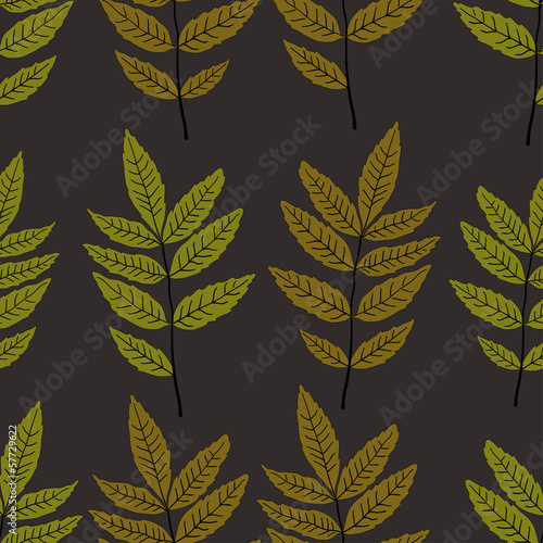 Autumn vector pattern with leaves of mountain ash