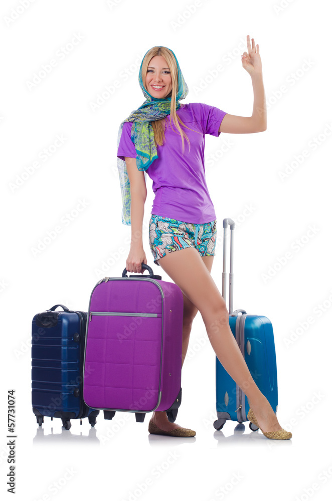 Woman preparing for travel on summer vacation Woman preparing for travel on summer vacation