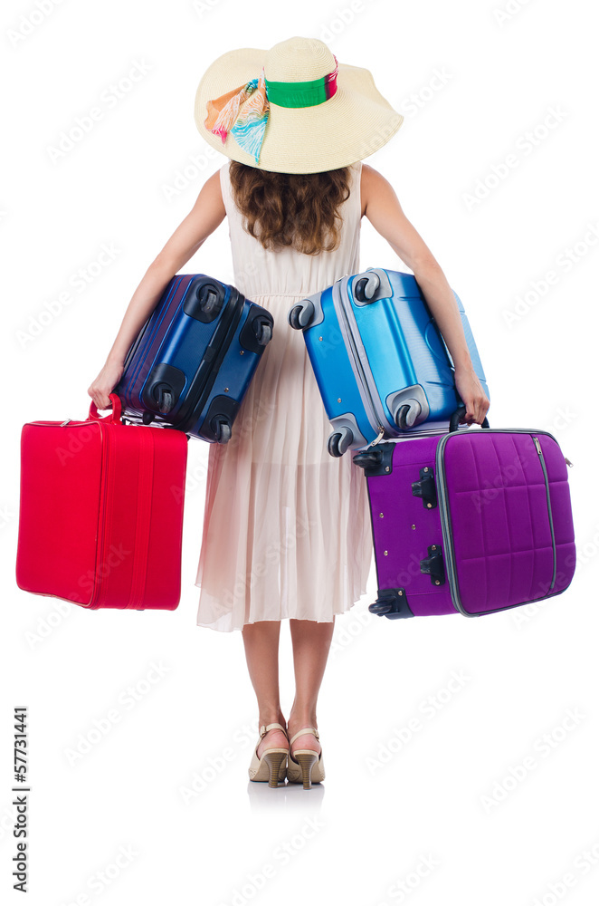 Woman going to summer vacation isolated on white Woman going to summer vacation isolated on white