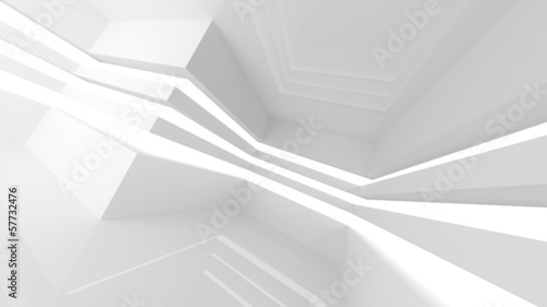 Abstract white empty room interior with glowing lines