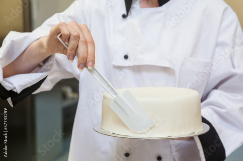 Chef finishing a cake with icing © WavebreakMediaMicro