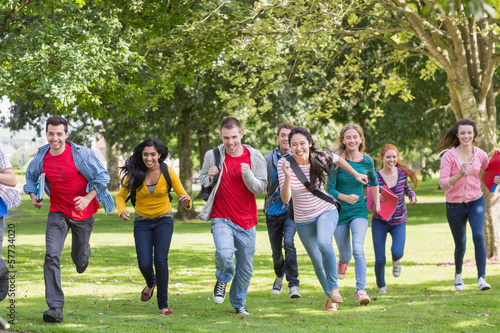 College students running in the park