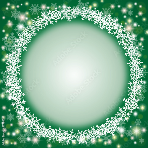 Winterlicher, runder Vektor-Hintergrund mit Eisblumen, grün