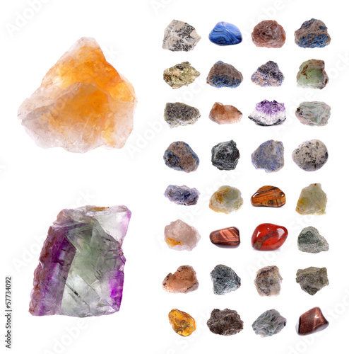 Mineral collection isolated on a white backgroun