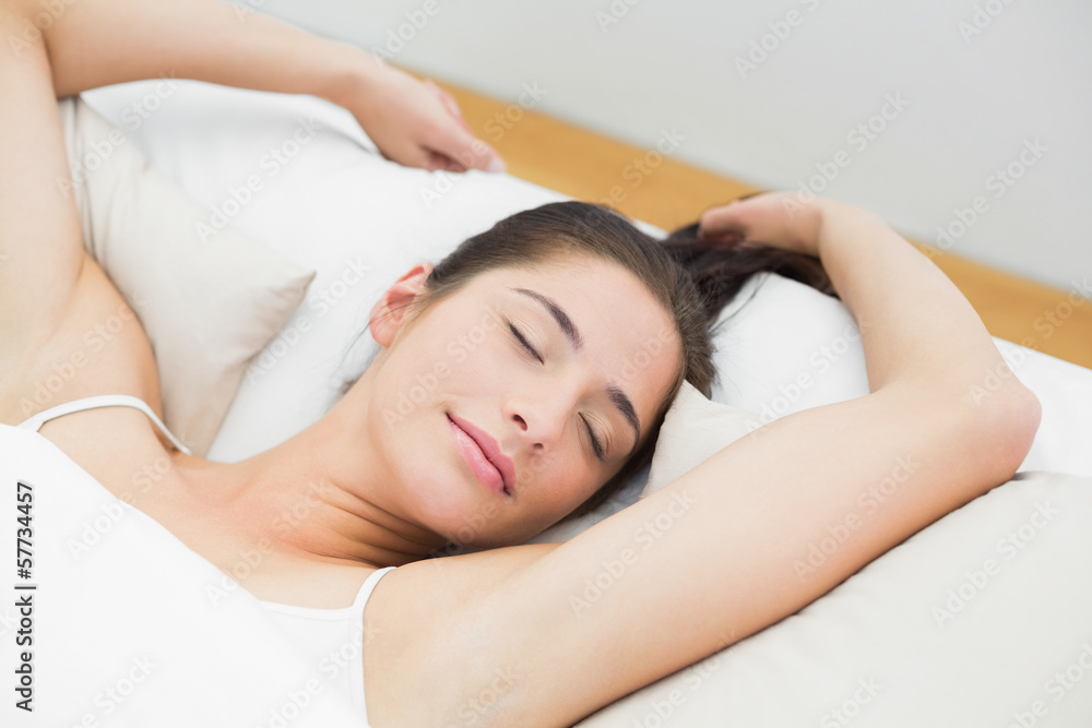 Beautiful woman sleeping in bed with eyes closed Beautiful woman sleeping in bed with eyes closed