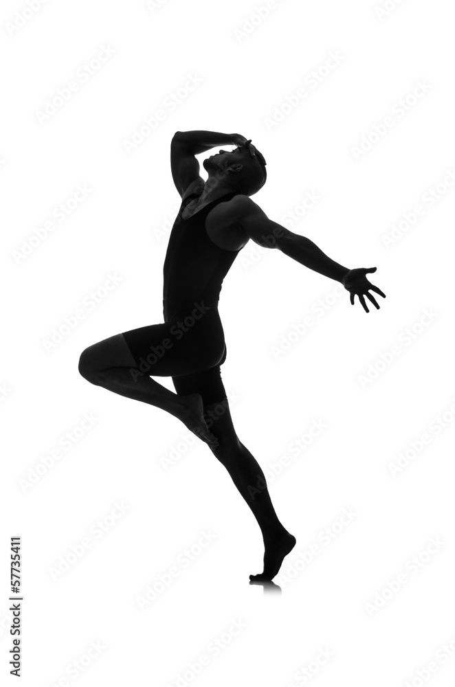 silhouette of male dancer isolated on white silhouette of male dancer isolated on white