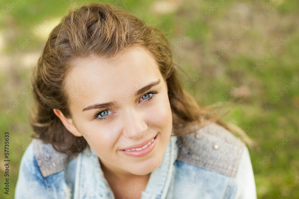 Pretty cheerful student looking at camera Pretty cheerful student looking at camera