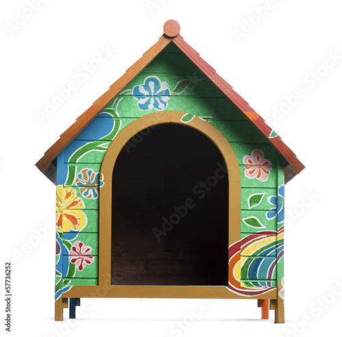 Quadro su tela Dog kennel, isolated on white