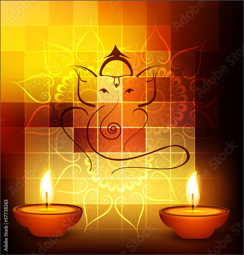 Vector Diwali diya celebration festival colorful mosaice backgro photo