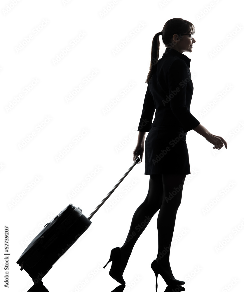 business woman traveling walking silhouette business woman traveling walking silhouette