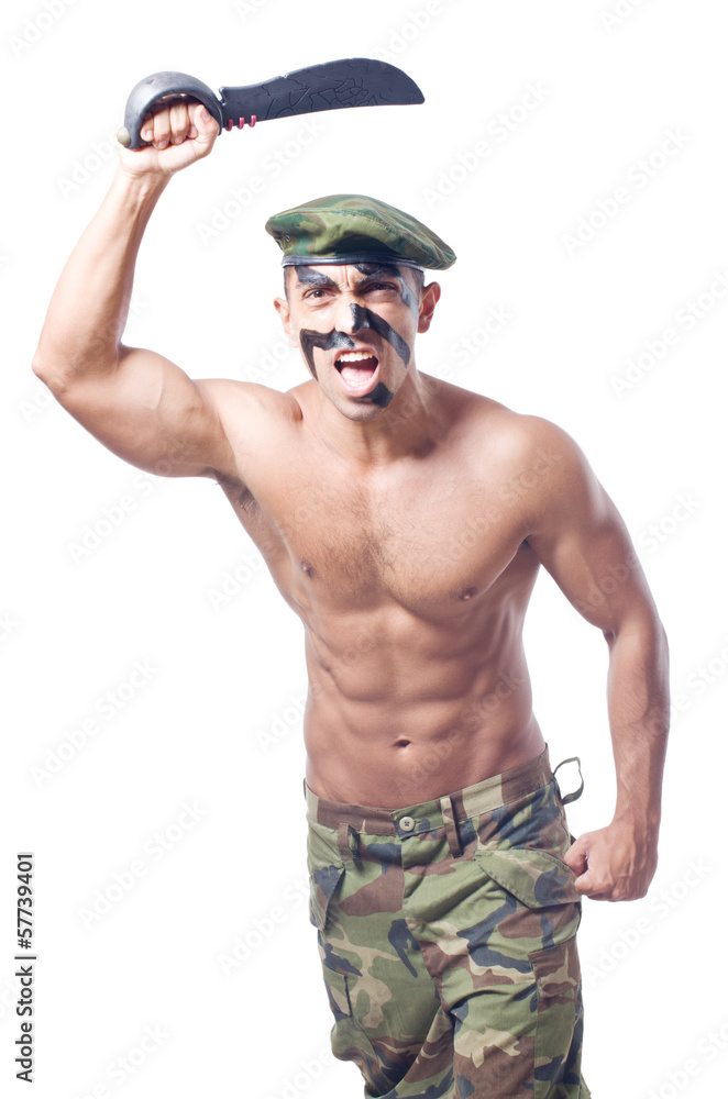 Soldier isolated on the white background Soldier isolated on the white background