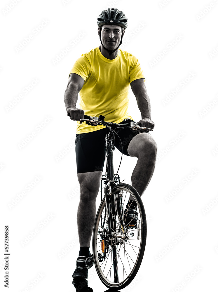 Fototapeta premium man bicycling mountain bike silhouette