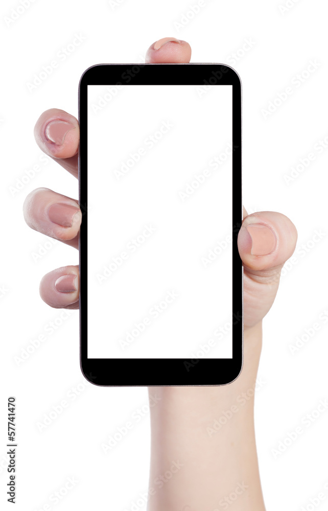 mobile in a female hand isolated mobile in a female hand isolated