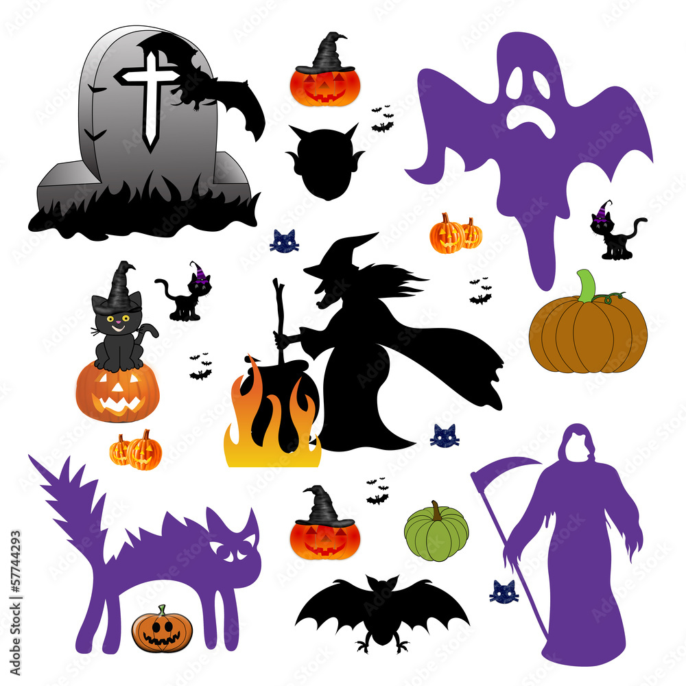 Fototapeta premium Set of halloween design elements.