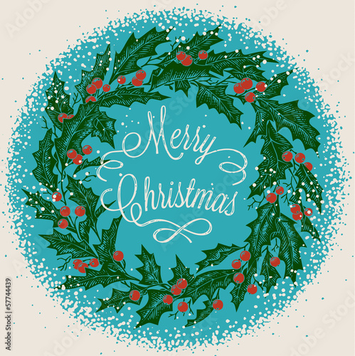 Vintage engraving christmas art. Greeting card.