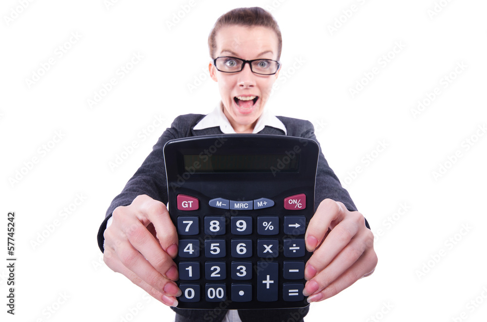 Funny accountant isolated on the white background Funny accountant isolated on the white background
