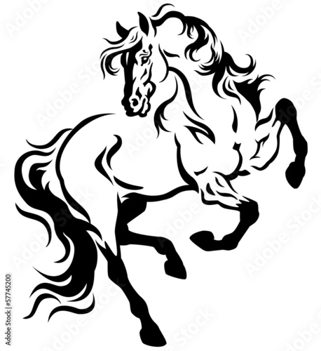 horse tattoo black white