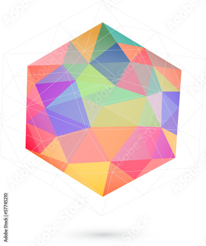 colorful icosahedron for graphic design