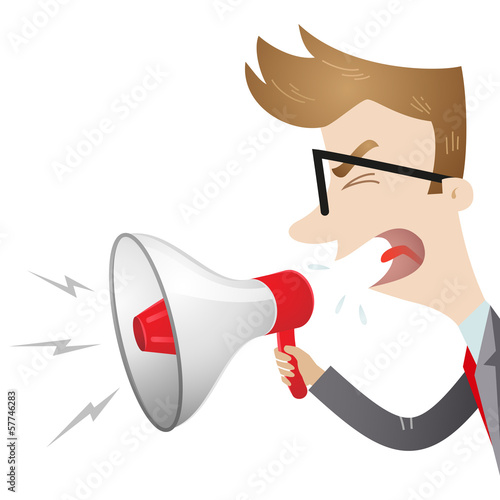 Businessman, megaphone, close-up
