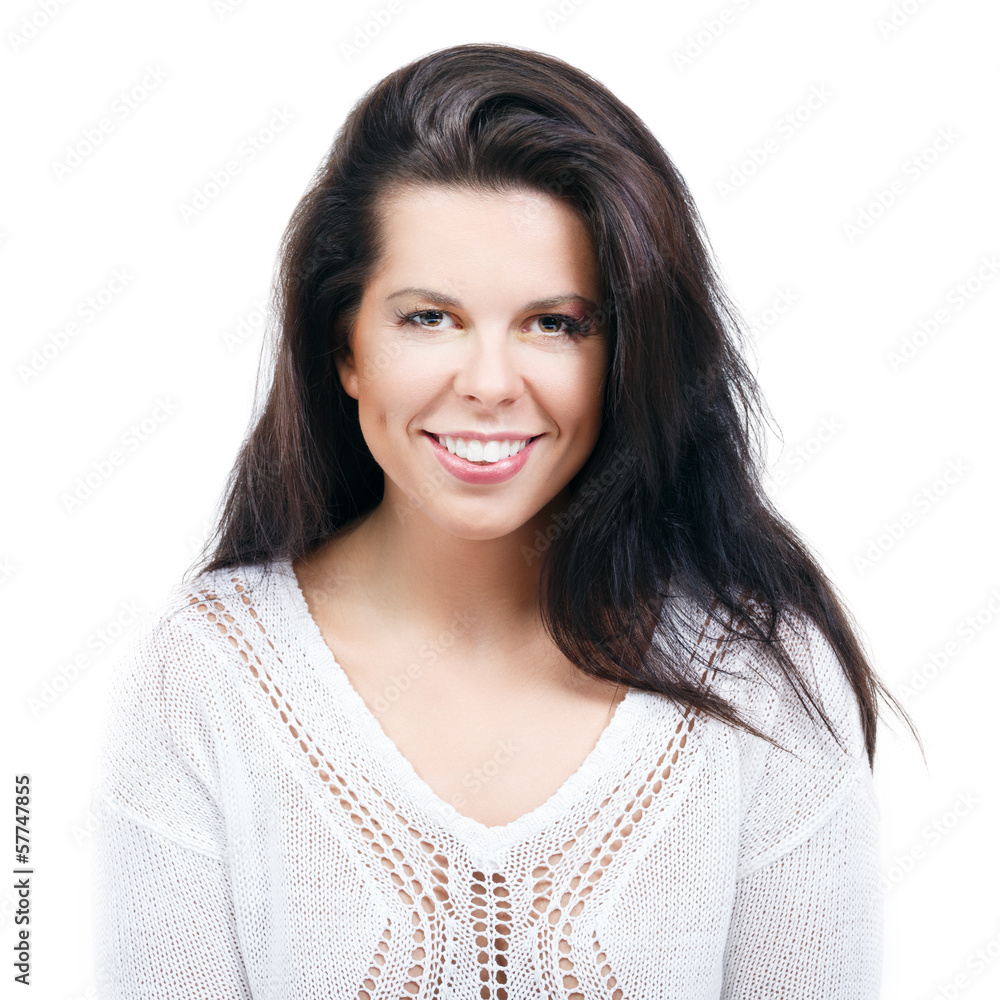 Portrait of an attractive woman on white background Portrait of an attractive woman on white background
