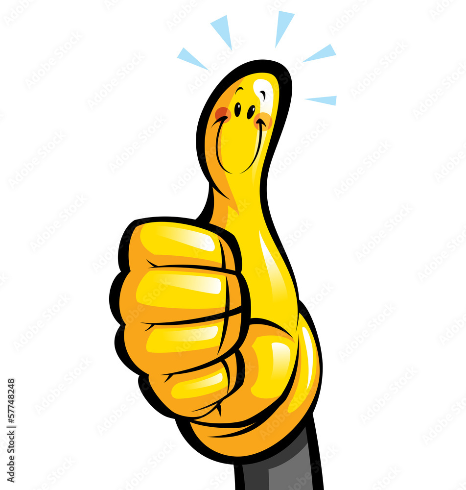 Thumbs up smiling yellow cartoon glove Stock Illustration | Adobe Stock