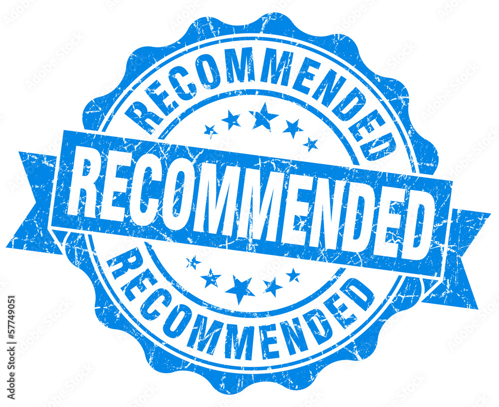 Fototapeta premium Recommended grunge round blue retro style seal