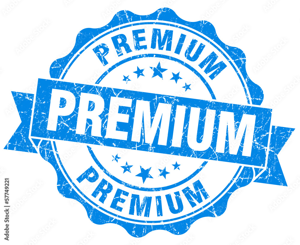 Fototapeta premium Premium grunge retro style round blue seal