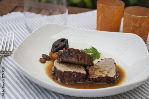 pork fillet with sauce and potato puree