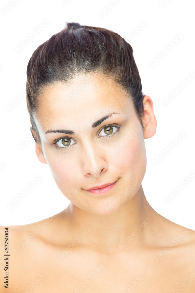 Portrait of friendly smiling brunette woman