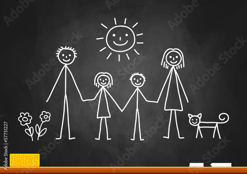 Sketch of family on blackboard