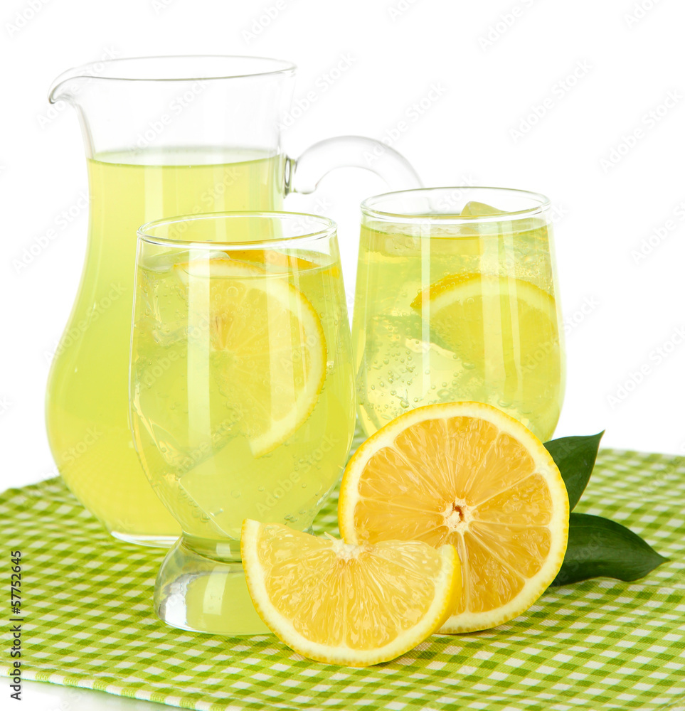 Delicious lemonade on table on white background Delicious lemonade on table on white background