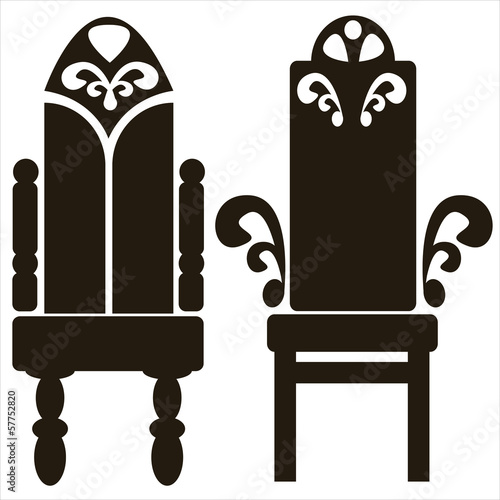 furniture of throne icons isolated on white background