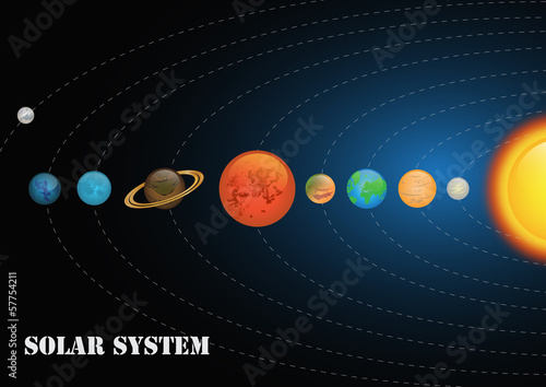 Solar System With Planets Around Sun - Vector Illustration