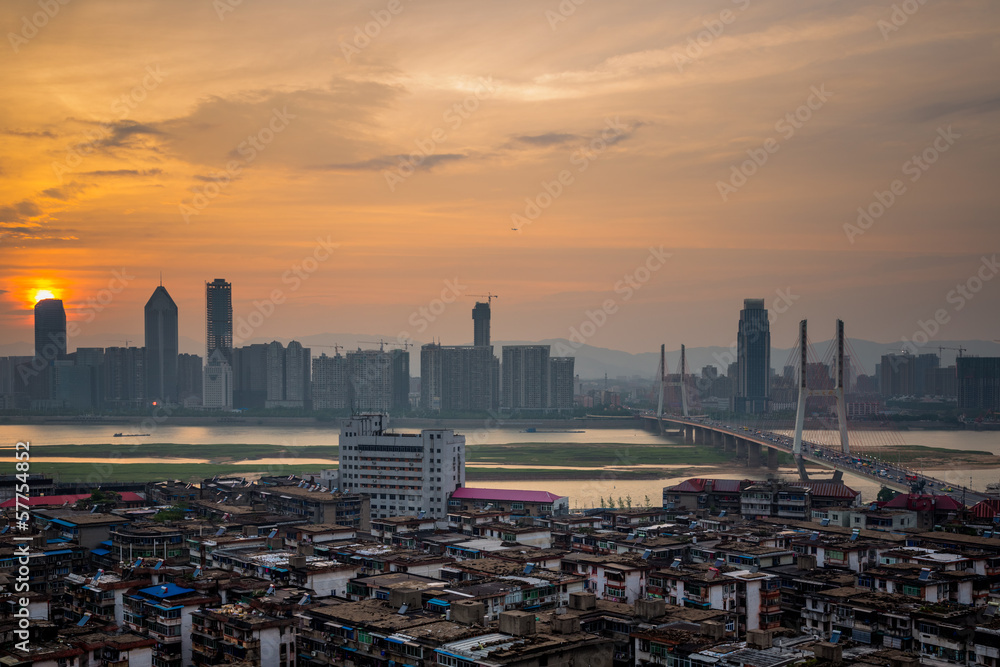 Obraz premium Aerial view of city at night