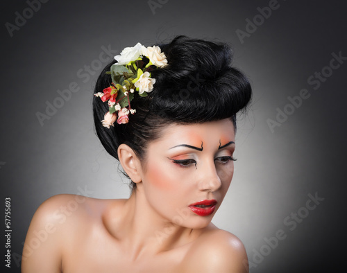 Portrait of beautiful girl model in pin up © sergeymalov