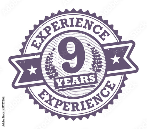 Grunge rubber stamp with the text 9 Years Experience