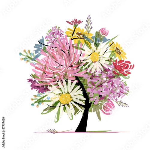 Floral summer bouquet, heart shape for your design