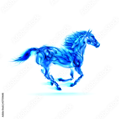 Running blue fire horse.