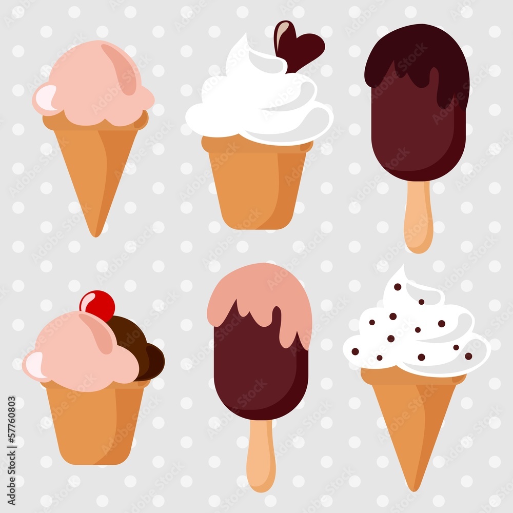 Ice cream retro set, vector illustration Ice cream retro set, vector illustration