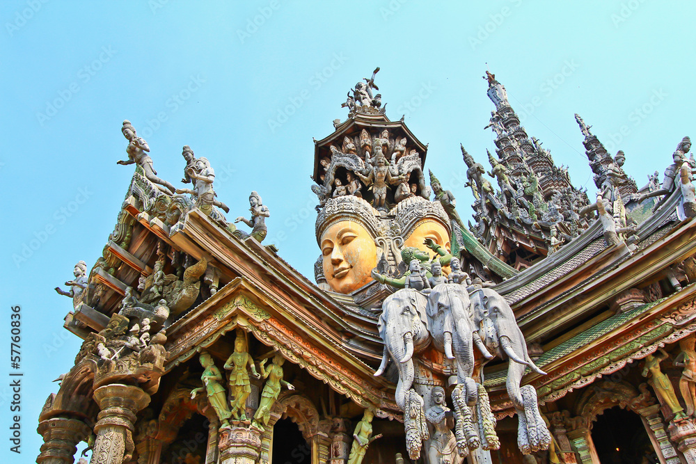 Sanctuary of Truth in Chonburi province of Thailand