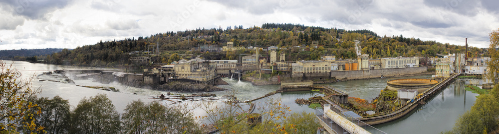 Hydro Power Plant at Willamette Falls in Autumn Hydro Power Plant at Willamette Falls in Autumn