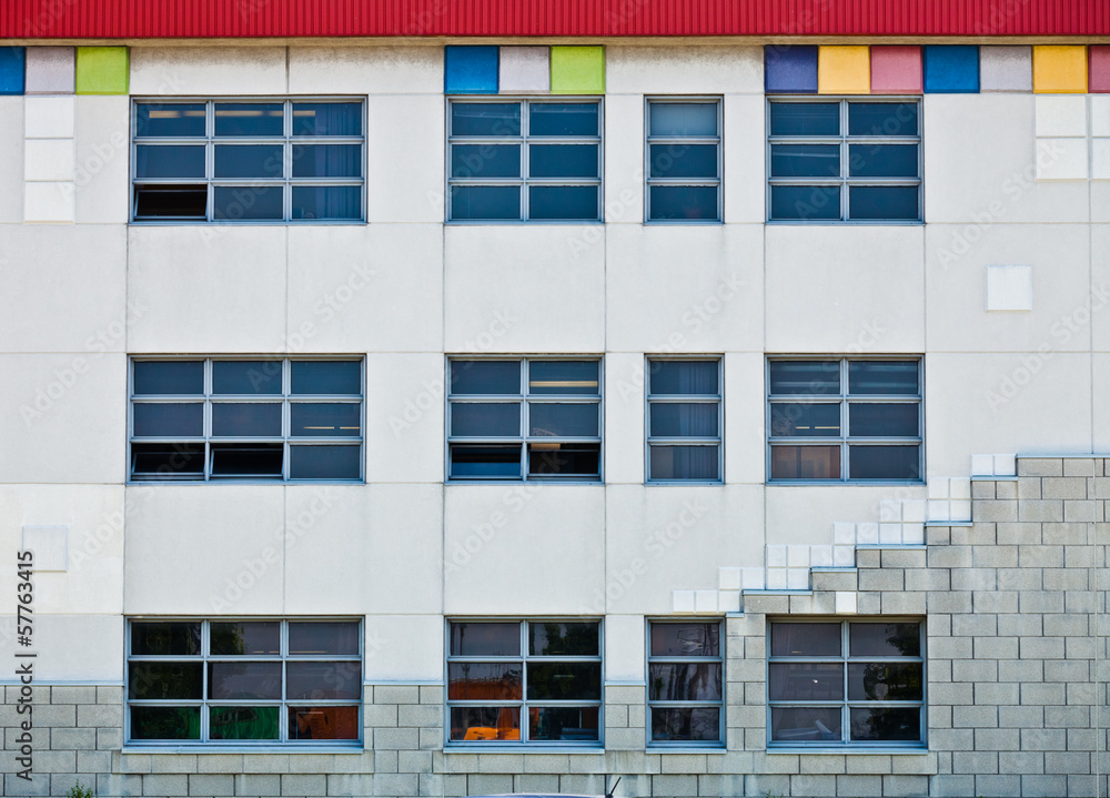 Colorful Generic Wall and Windows with Square Shapes, Stones and