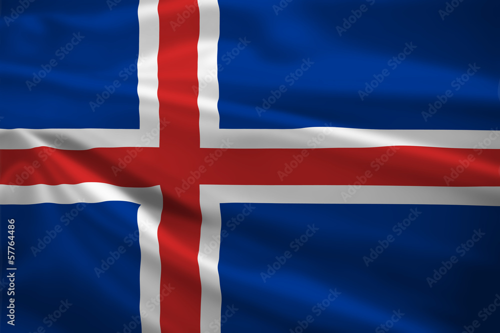 Iceland flag blowing in the wind