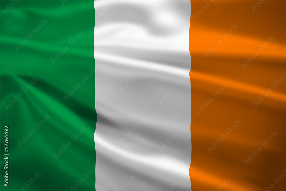Ireland flag blowing in the wind