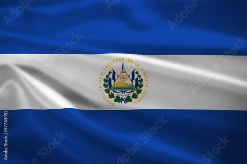 El Salvador flag blowing in the wind