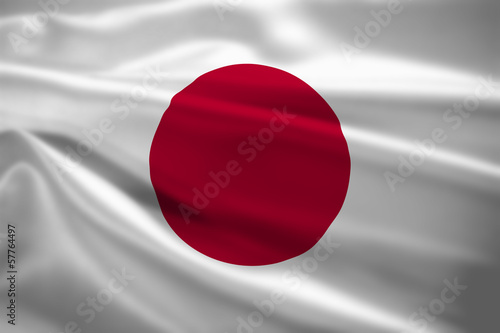 Japan flag blowing in the wind