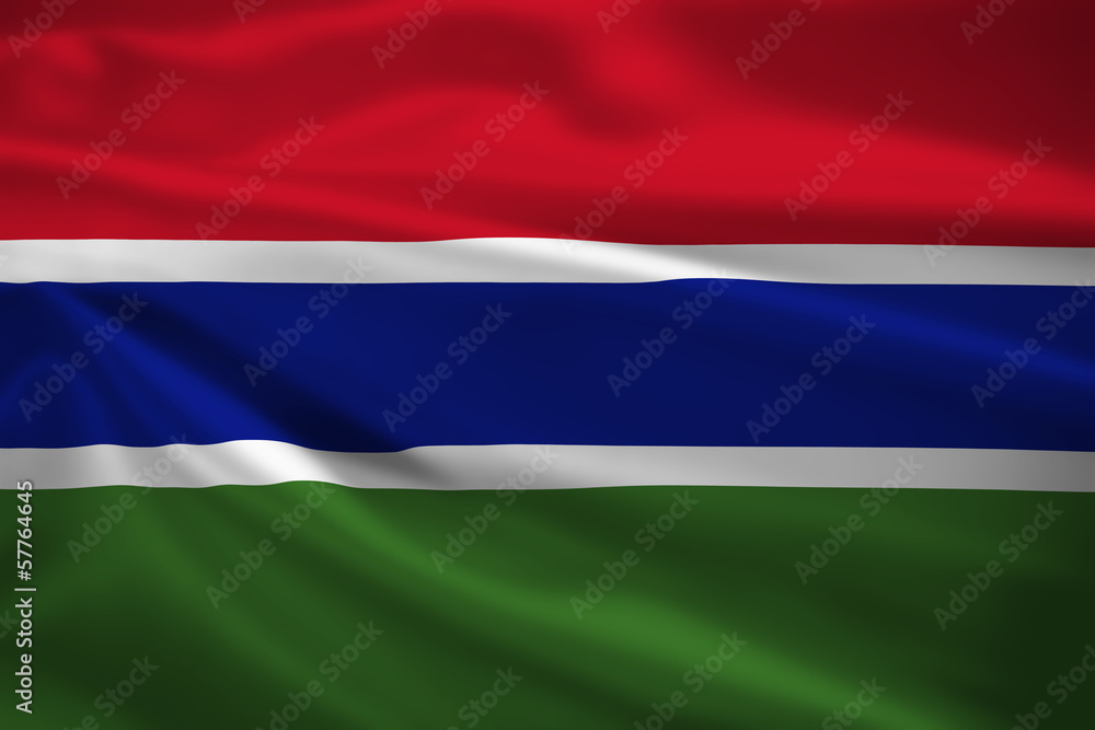Gambia flag blowing in the wind